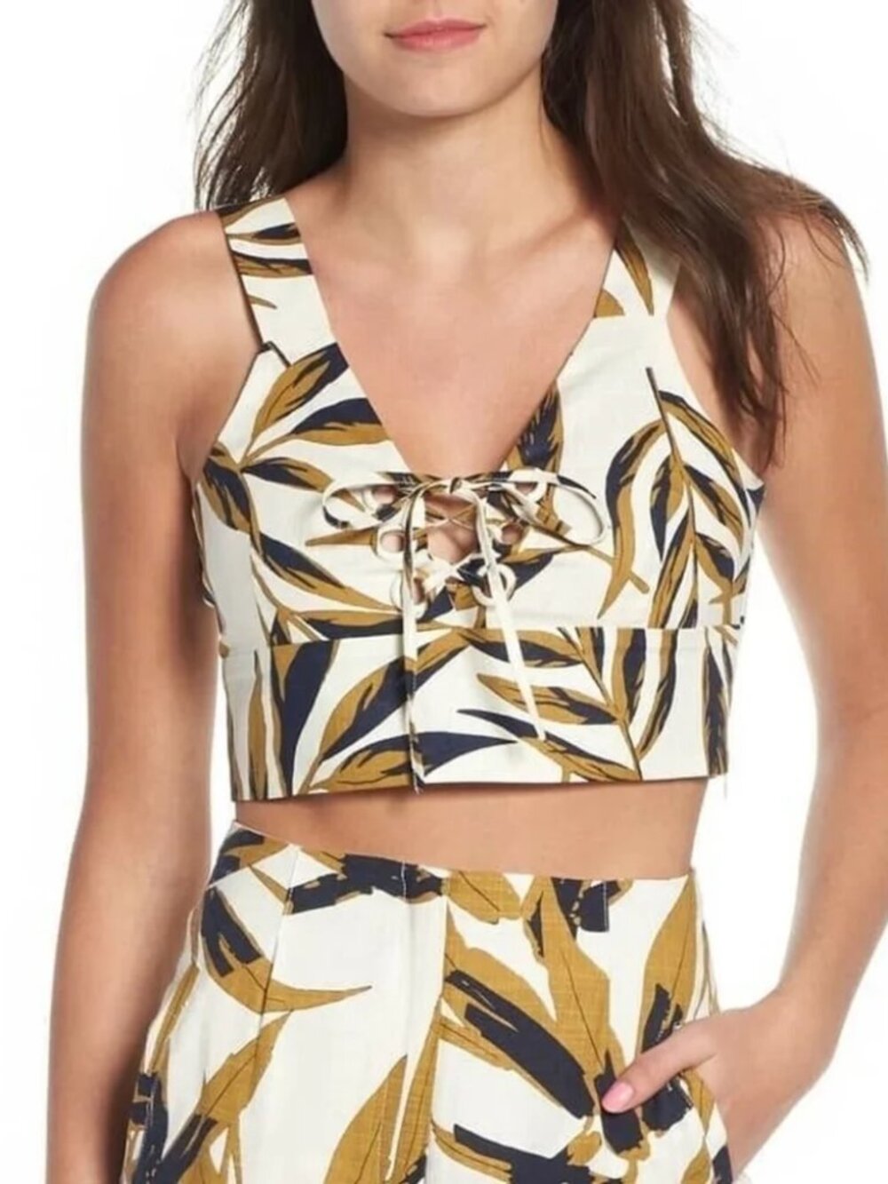 J.O.A. Los Angeles Tropical Print Top Size L